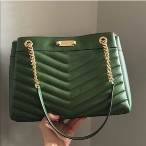 Michael Kors Green leather Quilted Shoulder Bag